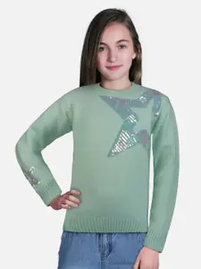Gini and Jony Girls Sage Green Pullover with Embellished Detail