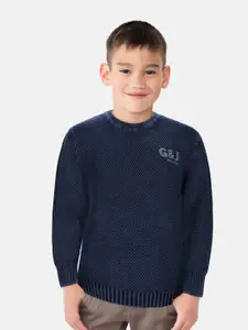 Gini and Jony Boys Navy Blue Solid Pullover