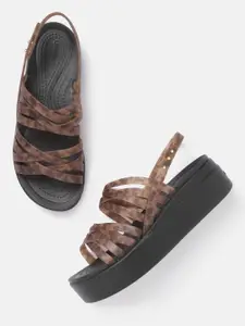 Crocs Women Brown Printed Wedge Heels