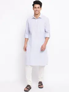 Fabindia Men Off White Striped i Style Kurta