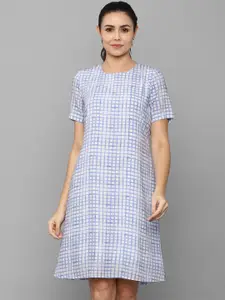 Allen Solly Woman Purple Checked A-Line Dress