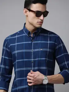 Arrow Sport Men Blue Original Slim Fit Windowpane Checks Pure Cotton Casual Shirt
