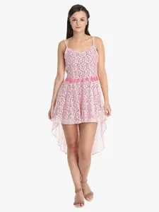 DODO & MOA White & Pink Lace Midi Dress