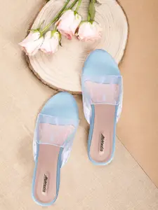 Alishtezia Blue PU Block Sandals
