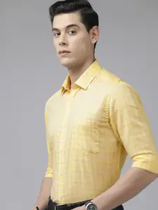 Arrow Men Yellow Original Slim Fit Checked Pure Cotton Casual Shirt