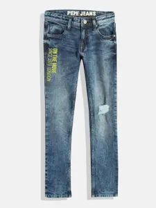 Pepe Jeans Boys Slim Fit Mildly Distressed Stretchable Jeans