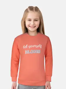 Gini and Jony Girls Orange Printed Sweatshirt