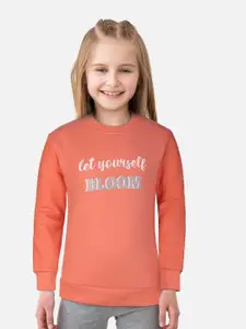 Gini and Jony Girls Orange Printed Sweatshirt