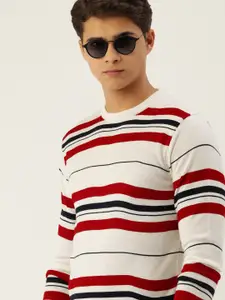 PETER ENGLAND UNIVERSITY Men Red Striped Striped Pullover