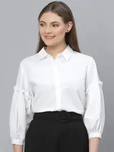 Style Quotient Women White Solid Formal Shirt