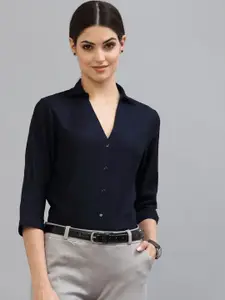 Style Quotient Women Navy Blue Formal Shirt