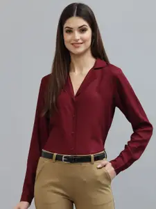 Style Quotient Women Maroon Formal Shirt
