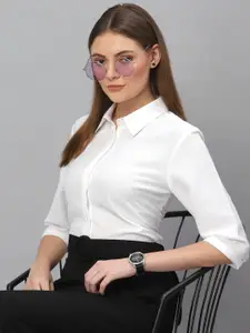 Style Quotient Women White Solid Formal Shirt