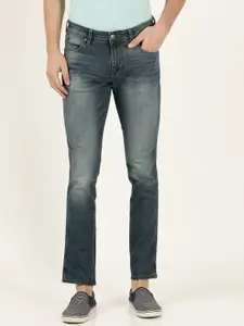 Wrangler Men Blue Skanders Slim Fit Low-Rise Heavy Fade Stretchable Jeans