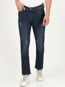 Wrangler Men Blue Skanders Slim Fit Low-Rise Mildly Distressed Light Fade Stretchable Jeans