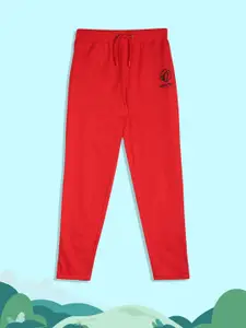 RUF & TUF Boys Red Solid Pure Cotton Track Pant