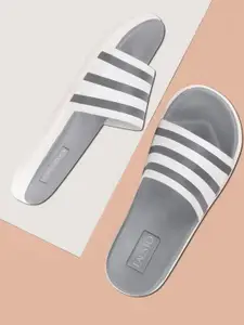 FAUSTO Men Grey & White Striped Sliders