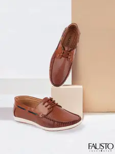 FAUSTO Men Brown PU Boat Shoes