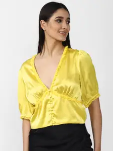 FOREVER 21 Women Yellow Solid Top