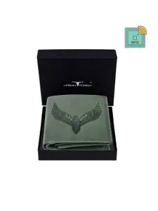 URBAN FOREST Men Green Leather Two Fold Wallet