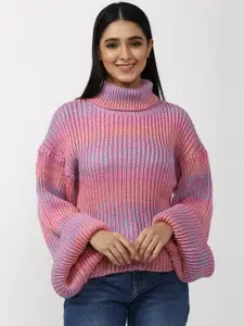 FOREVER 21 Women Pink & Blue Colourblocked Pullover
