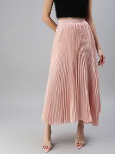 SHOWOFF Women Rose Solid Maxi Flared Skirt