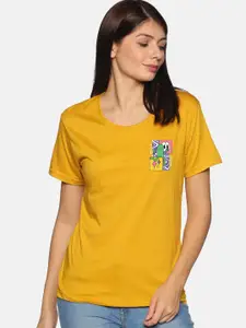 NOT YET by us Women Mustard Yellow Solid T-shirt