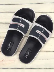 FAUSTO Men White & Black Multistrap Sliders