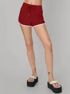 ADDYVERO Women Maroon Solid Running Shorts