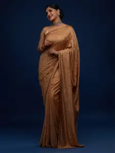 Koskii Gold Sequins Semi Crepe Designer Saree