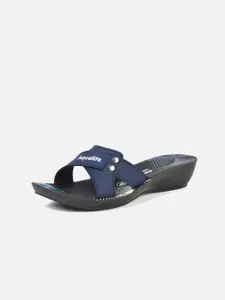 Aqualite Women Black & Blue Comfort Sandals