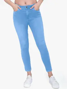 FCK-3 Women Turquoise Blue Jean High-Rise Light Fade Stretchable Jeans