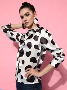 STREET 9 Women White Printed Casual Shirt