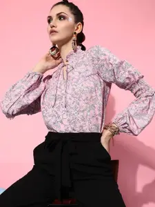 STREET 9 Women Pink Floral Printed Casual Shirt
