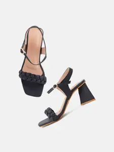SCENTRA Black Party Wedge Sandals
