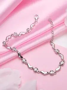 Zavya Women 925 Sterling Silver Rhodium-Plated Link Bracelet