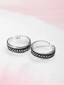 Zavya Women Set of 2 925 Oxidized Sterling Silver-Plated Toe-Rings