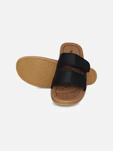 Aqualite Women Beige & Black Comfort Sandals
