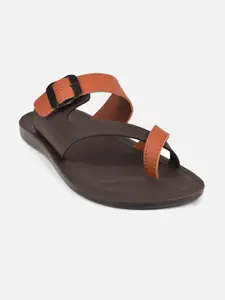 Aqualite Aqualite Men Brown & Orange Comfort Sandals