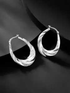Silvora by Peora Silver-Toned Circular Hoop Earrings