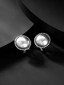Silvora by Peora Silver-Toned Circular Studs Earrings