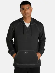 Puma Men Black Solid Cotton Pullover Sweatshirts