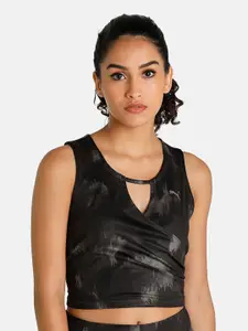 Puma Women Black STUDIO AOP Crop Top