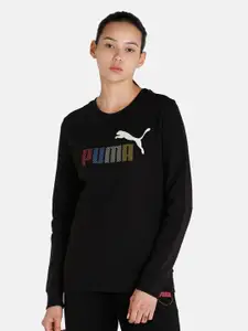 Puma Women Regular Fit Solid Graphic Crew Sweatshirts