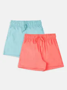 Puma Girls Red and Sea Green Pack of 2 Outdoor Shorts