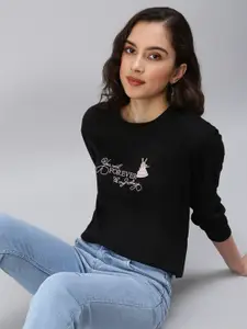 SHOWOFF Women Black Printed Sweatshirt