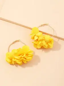 Yellow Chimes Yellow Boho Handmade Flower Layered Petal Circel Hoop Earrings