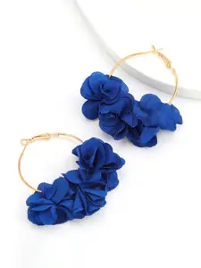 Yellow Chimes Women Blue Handmade Boho Floral Layered Hoop Earrings