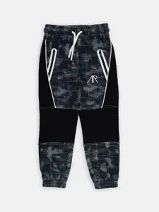 Angel & Rocket Boys Navy Blue Camouflage Printed Cotton Track Pants