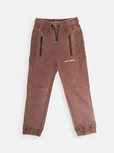 Angel & Rocket Boys Brown Solid Cotton Track Pants